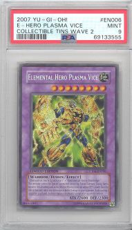PSA 9 - Yu-Gi-Oh Card - CT04-EN006 - ELEMENTAL HERO PLASMA VICE (secret rare holo) - MINT