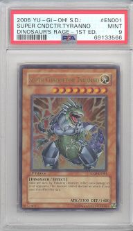 PSA 9 - Yu-Gi-Oh Card - SD09-EN001 - SUPER CONDUCTOR TYRANNO (ultra rare holo) - MINT