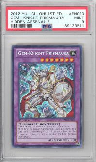 PSA 9 - Yu-Gi-Oh Card - HA06-EN020 - GEM-KNIGHT PRISMAURA (secret rare holo) - MINT