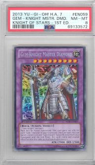 PSA 8 - Yu-Gi-Oh Card - HA07-EN059 - GEM-KNIGHT MASTER DIAMOND (secret rare holo) - NM-MT