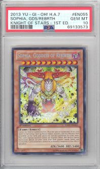 PSA 10 - Yu-Gi-Oh Card - HA07-EN055 - SOPHIA, GODDESS OF REBIRTH (secret rare holo) - GEM MINT