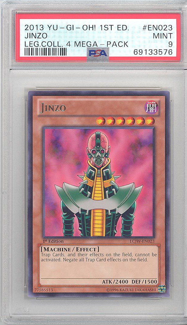 PSA 9 YuGiOh Card LCJWEN023 JINZO (rare) MINT BBToyStore