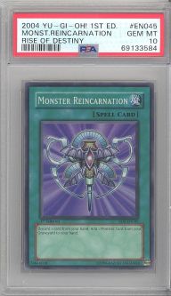 PSA 10 - Yu-Gi-Oh Card - RDS-EN045 - MONSTER REINCARNATION (super rare holo) *1st Edition* - GEM MIN