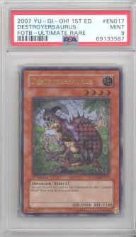 PSA 9 - Yu-Gi-Oh Card - FOTB-EN017 - DESTROYERSAURUS (ultimate rare holo) *1st Edition* - MINT