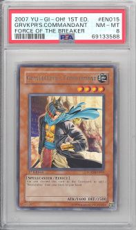 PSA 8 - Yu-Gi-Oh Card - FOTB-EN015 - GRAVEKEEPER'S COMMANDANT (rare) *1st Edition* - NM-MT