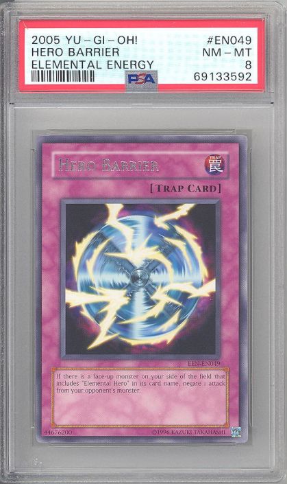 PSA 8 - Yu-Gi-Oh Card - EEN-EN049 - HERO BARRIER (rare) - NM-MT PSA 8 - Yu-Gi-Oh Card - EEN-EN049 - HERO BARRIER (rare) - NM-MT