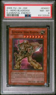 PSA 8 - Yu-Gi-Oh Card - EEN-EN007 - ELEMENTAL HERO BLADEDGE (super rare holo) - NM-MT