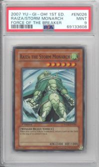 PSA 9 - Yu-Gi-Oh Card - FOTB-EN026 - RAIZA THE  STORM MONARCH (super rare holo) *1st Edition* - MINT