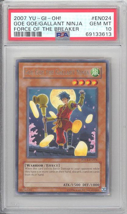 PSA 10 - Yu-Gi-Oh Card - FOTB-EN024 - GOE GOE THE GALLANT NINJA (rare) -  GEM MINT: BBToyStore.com - Toys, Plush, Trading Cards, Action Figures &  Games online retail store shop sale