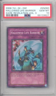 PSA 10 - Yu-Gi-Oh Card - DR3-EN060 - HALLOWED LIFE BARRIER (super rare holo) - GEM MINT