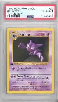 PSA 8 - Pokemon Card - Base 29/102 - HAUNTER (uncommon) *1st Edition* - NM-MT