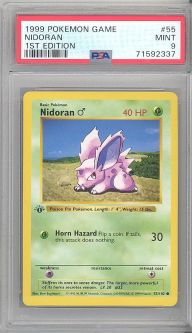 PSA 9 - Pokemon Card - Base 55/102 - NIDORAN (common) *1st Edition* - MINT