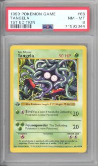 PSA 8 - Pokemon Card - Base 66/102 - TANGELA (common) *1st Edition* - NM-MT