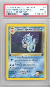 PSA 9 - Pokemon Card - Gym Challenge 5/132 - GIOVANNI'S GYARADOS (holo-foil) *1st Edition* - MINT
