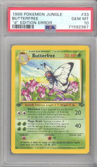 PSA 10 - Pokemon Card - Jungle 33/64 - BUTTERFREE *Misprint - 1st (d) Edition* - GEM MINT