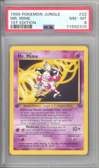 PSA 8 - Pokemon Card - Jungle 22/64 - MR. MIME (rare) *1st Edition* - NM-MT