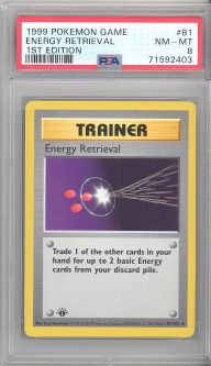 PSA 8 - Pokemon Card - Base 81/102 - ENERGY RETRIEVAL (uncommon) *1st Edition* - NM-MT