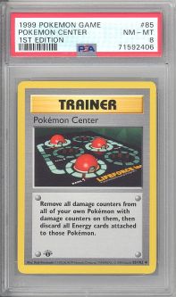 PSA 8 - Pokemon Card - Base 85/102 - POKEMON CENTER (uncommon) *1st Edition* - NM-MT