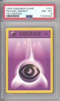 PSA 8 - Pokemon Card - Base 101/102 - PSYCHIC ENERGY (common) *1st Edition* - NM-MT