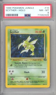 PSA 8 - Pokemon Card - Jungle 10/64 - SCYTHER (holo-foil) - NM-MT
