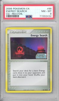 PSA 8 - Pokemon Card - Crystal Guardians 86/100 - ENERGY SEARCH (REVERSE holo-foil) - NM-MT