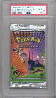 PSA 10 - Pokemon Cards - GYM CHALLENGE - Booster Pack (1st Edition) - Giovanni Artwork - GEM MINT
