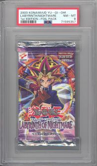 PSA 8 - Yu-Gi-Oh Cards - Labyrinth of Nightmare - Booster Pack (9 Cards) **1st Edition** - NM-MT