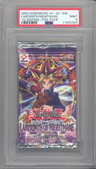 PSA 9 - Yu-Gi-Oh Cards - Labyrinth of Nightmare - Booster Pack (9 Cards) **1st Edition** - MINT