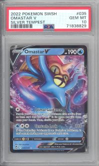 PSA 10 - Pokemon Card - Silver Tempest 035/195 - OMASTAR V (holo-foil) - GEM MINT