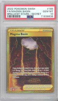 PSA 10 - Pokemon Card - Brilliant Stars 185/172 - MAGMA BASIN (Full Art) (Holo-Foil) - GEM MINT