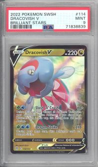 PSA 9 - Pokemon Card - Brilliant Stars 114/172 - DRACOVISH V (holo-foil) - MINT