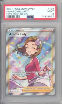 PSA 9 - Pokemon Card - Evolving Skies 199/203 - AROMA LADY (Full Art holo) - MINT