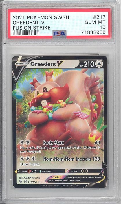 PSA 10 - Pokemon Card - S&S: Fusion Strike 217/264 - GREEDENT V 