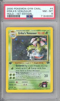 PSA 8 - Pokemon Card - Gym Challenge 4/132 - ERIKA'S VENUSAUR (holo-foil) *1st Edition* - NM-MT