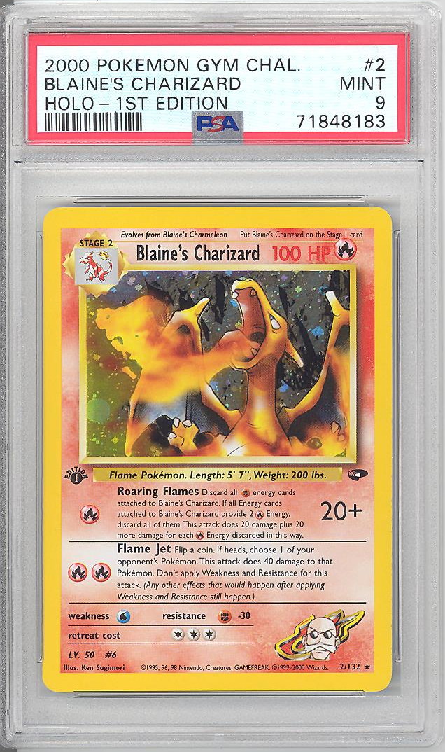 PSA 9 - Pokemon Card - Gym Challenge 2/132 - BLAINE'S CHARIZARD