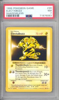 PSA 7 - Pokemon Card - Base 20/102 - ELECTABUZZ (rare) *Shadowless* - NM