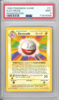 PSA 9 - Pokemon Card - Base 21/102 - ELECTRODE (rare) *Shadowless* - MINT