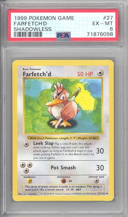 1995, 96, 98 Pokemon Card ** Farfetch'd ** - Base Set 27/102 - Uncommon