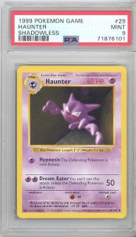 PSA 9 - Pokemon Card - Base 29/102 - HAUNTER (uncommon) *Shadowless* - MINT