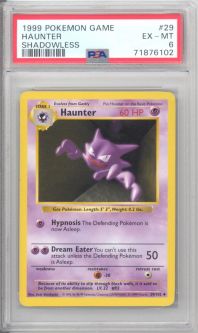 PSA 6 - Pokemon Card - Base 29/102 - HAUNTER (uncommon) *Shadowless* - EX-MT