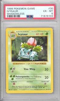 PSA 6 - Pokemon Card - Base 30/102 - IVYSAUR (uncommon) *Shadowless* - EX-MT