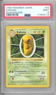 PSA 9 - Pokemon Card - Base 33/102 - KAKUNA (uncommon) *Shadowless* - MINT