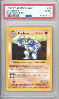 PSA 9 - Pokemon Card - Base 34/102 - MACHOKE (uncommon) *Shadowless* - MINT