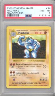 PSA 8 - Pokemon Card - Base 34/102 - MACHOKE (uncommon) *Shadowless* - NM-MT