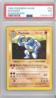 PSA 7 - Pokemon Card - Base 34/102 - MACHOKE (uncommon) *Shadowless* - NM