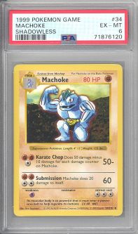 PSA 6 - Pokemon Card - Base 34/102 - MACHOKE (uncommon) *Shadowless* - EX-MT