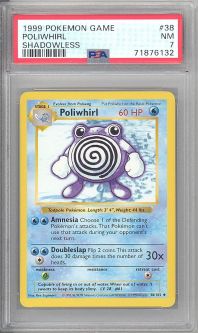 PSA 7 - Pokemon Card - Base 38/102 - POLIWHIRL (uncommon) *Shadowless* - NM