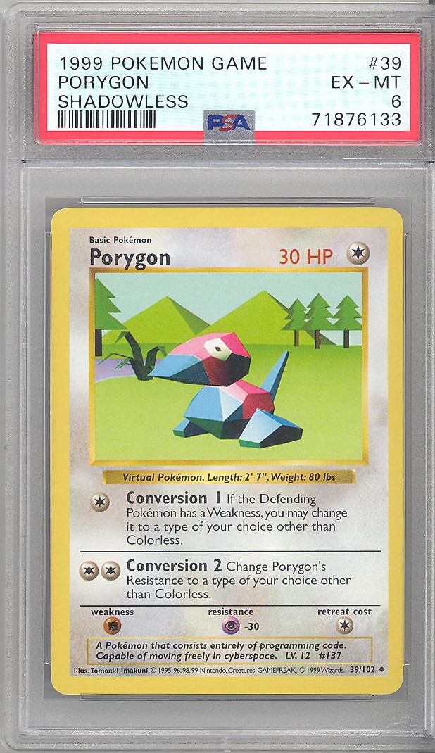 PSA 6 - Pokemon Card - Base 39/102 - PORYGON (uncommon