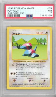 PSA 7 - Pokemon Card - Base 39/102 - PORYGON (uncommon) *Shadowless* - NM