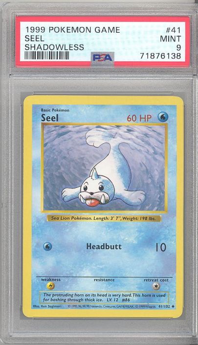 PSA 9 - Pokemon Card - Base 41/102 - SEEL (uncommon) *Shadowless* - MINT